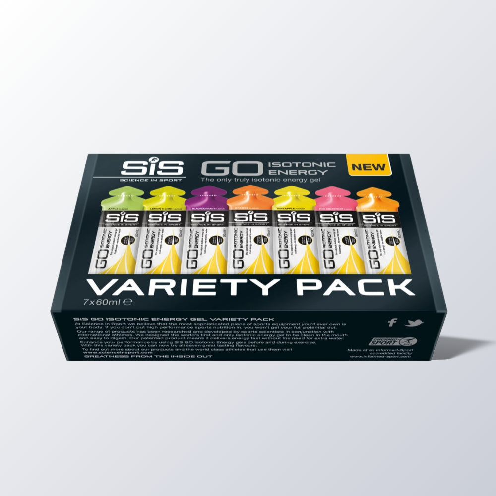 SIS GO Isotonic Energy Gel Mix – pakke med 7 smagsvarianter og 22 g kulhydrat