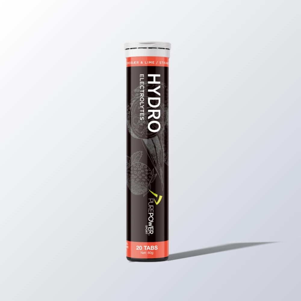 Produktbillede af PurePower Hydro Jordbær/Lime – brusetablet med elektrolytter og frugtsmag